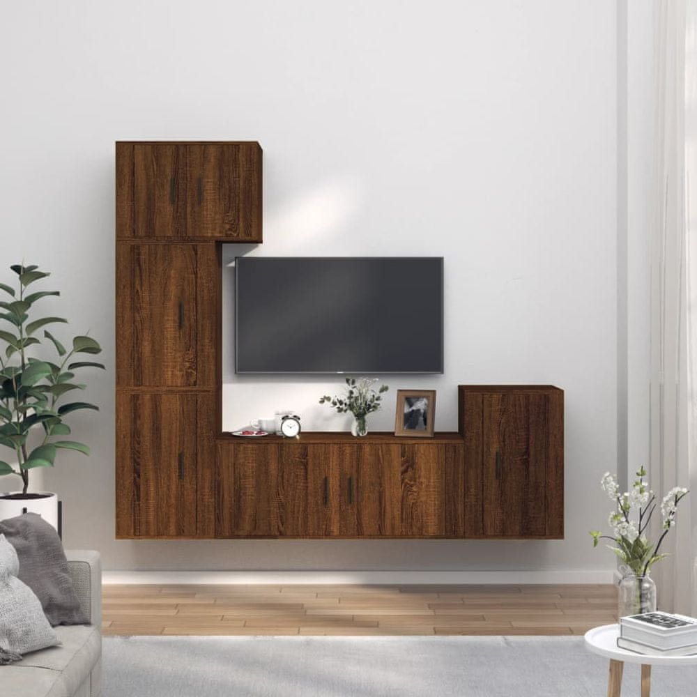Vidaxl 5-dielna súprava TV skriniek hnedý dub spracované drevo